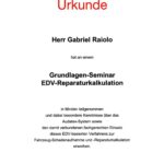 Kfz Gutachter Raiolo - Urkunde Audatex